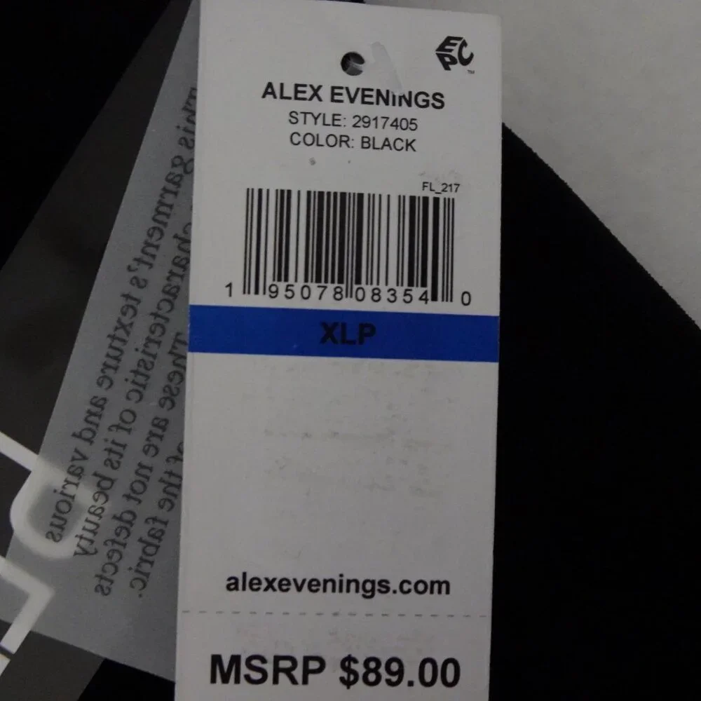 Alex Evenings Velvet Pants Women's Petite Size XLP Black Evening Cocktail - Picture 7 of 8